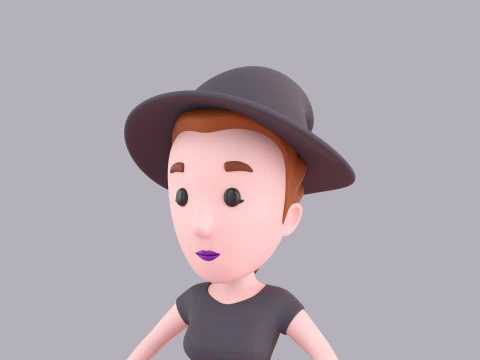 Cartoon Female Character Rigged 019 3D Model