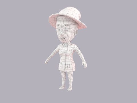 Cartoon Female Character Rigged 019 Modelo 3D