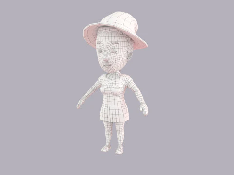 Cartoon Female Character Rigged 019 3D Model
