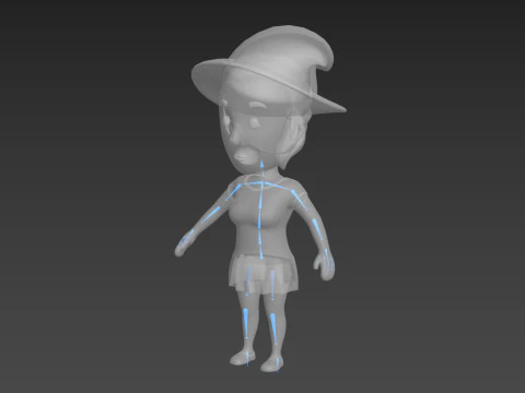 Cartoon Female Character Rigged 019 3D Model