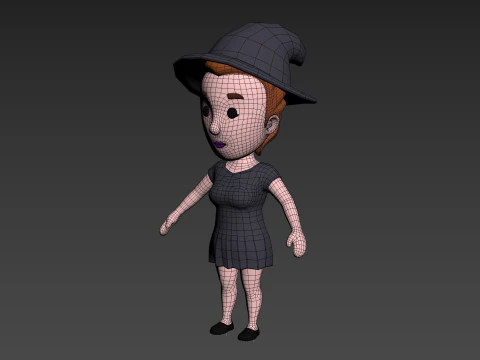 Cartoon Female Character Rigged 019 3D Model