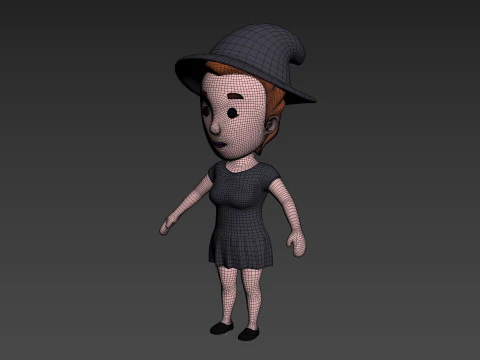 Cartoon Female Character Rigged 019 3D Model