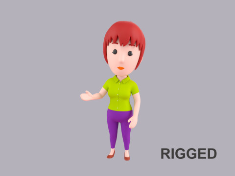 Cartoon Female Character Rigged 020 3D Model