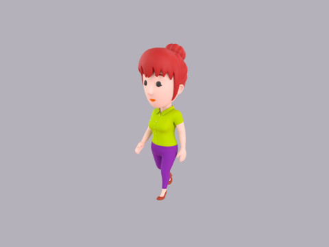 Cartoon Female Character Rigged 020 3D Modell