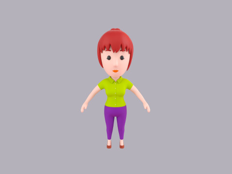 Cartoon Female Character Rigged 020 3D Modell