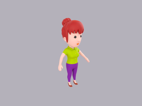Cartoon Female Character Rigged 020 3D Modell