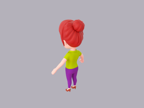 Cartoon Female Character Rigged 020 3D Modell