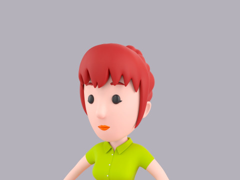 Cartoon Female Character Rigged 020 3D Modell