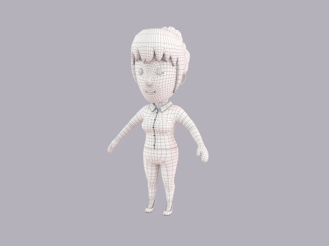 Cartoon Female Character Rigged 020 3D Modell