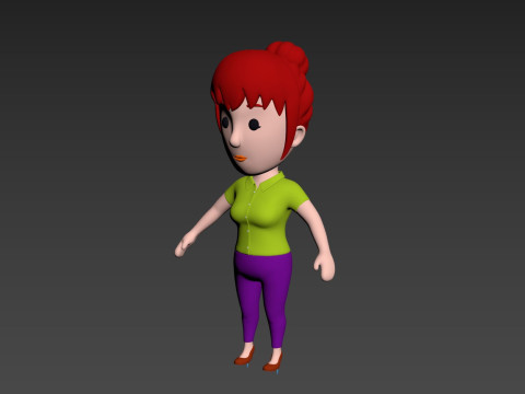 Cartoon Female Character Rigged 020 3D Modell