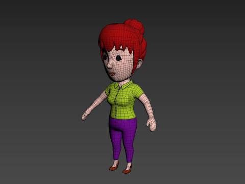 Cartoon Female Character Rigged 020 3D Modell