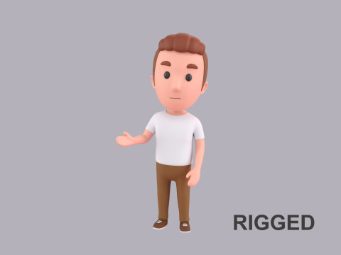 Cartoon Male Character Rigged 016 3D Model