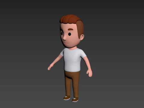 Cartoon Male Character Rigged 016 3D Model