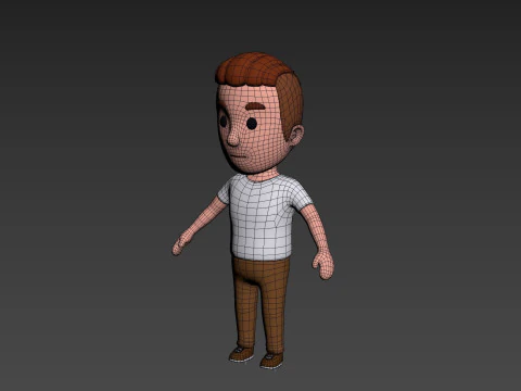 Cartoon Male Character Rigged 016 3D Model