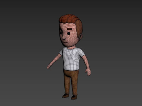 Cartoon Male Character Rigged 016 3D Model