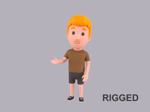 Cartoon Male Character Rigged 017 3D Model