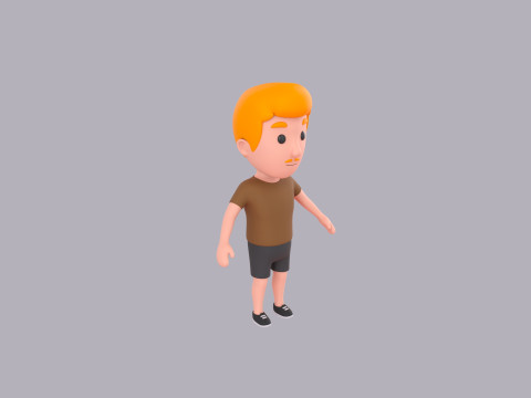Cartoon Male Character Rigged 017 3D 모델