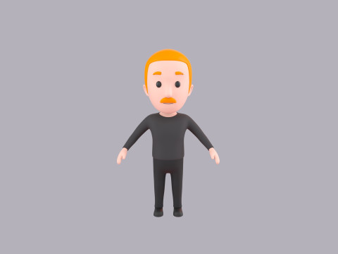 Cartoon Male Character Rigged 018 3D 모델