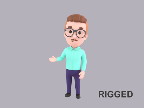 Cartoon Male Character Rigged 019 3D Model