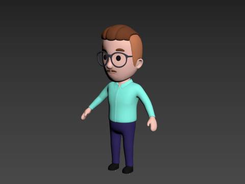 Cartoon Male Character Rigged 019 3D Модель