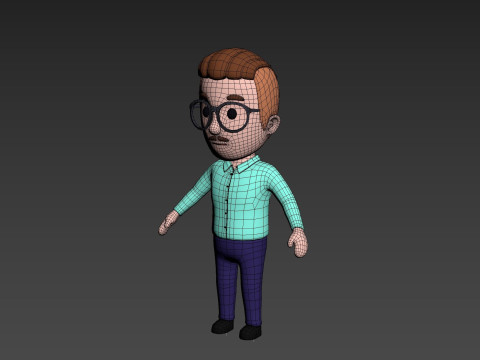 Cartoon Male Character Rigged 019 3D Модель