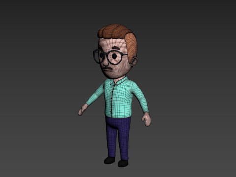 Cartoon Male Character Rigged 019 3D Модель