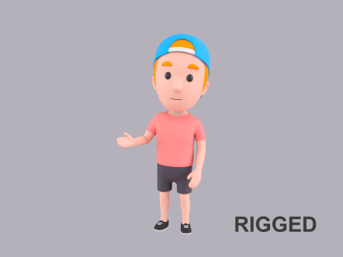 Cartoon Male Character Rigged 020 3D Model