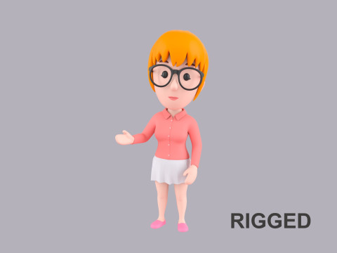 Cartoon Female Character Rigged 021 3Dモデル