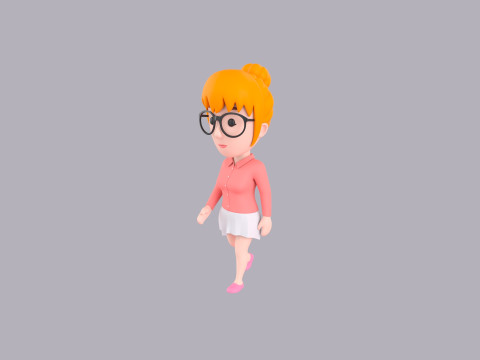 Cartoon Female Character Rigged 021 Modèle 3D