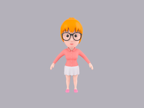 Cartoon Female Character Rigged 021 Modèle 3D