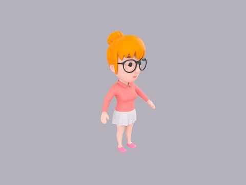 Cartoon Female Character Rigged 021 Modèle 3D