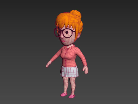 Cartoon Female Character Rigged 021 Modèle 3D