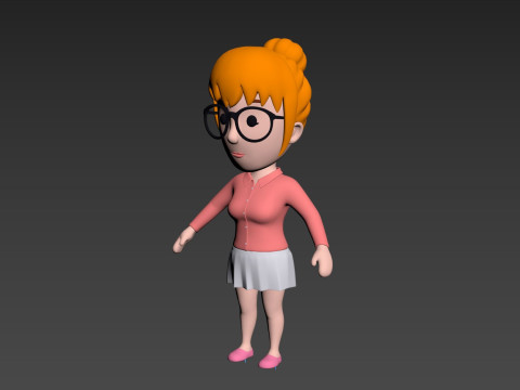 Cartoon Female Character Rigged 021 Modèle 3D