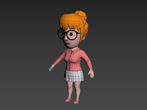 Cartoon Female Character Rigged 021 Modèle 3D
