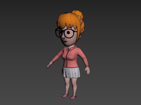 Cartoon Female Character Rigged 021 Modèle 3D