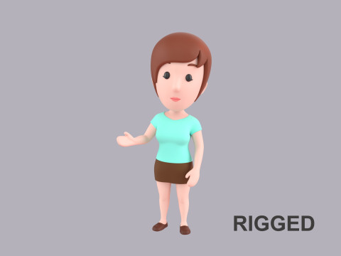 Cartoon Female Character Rigged 022 Modelo 3D
