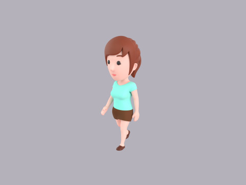Cartoon Female Character Rigged 022 Modelo 3D