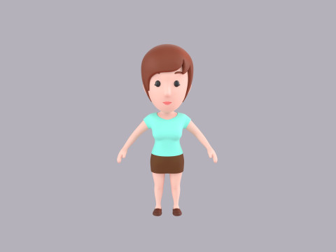 Cartoon Female Character Rigged 022 Modelo 3D