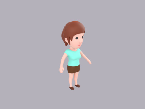 Cartoon Female Character Rigged 022 Modelo 3D