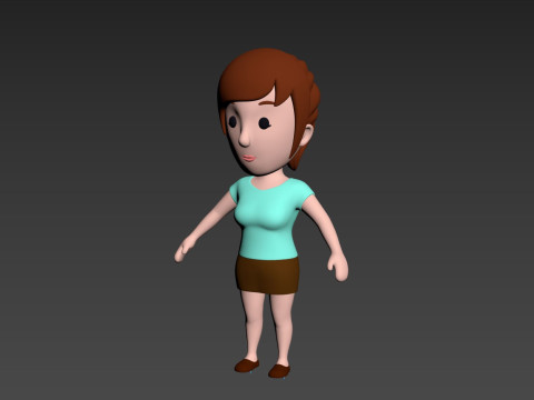 Cartoon Female Character Rigged 022 Modelo 3D