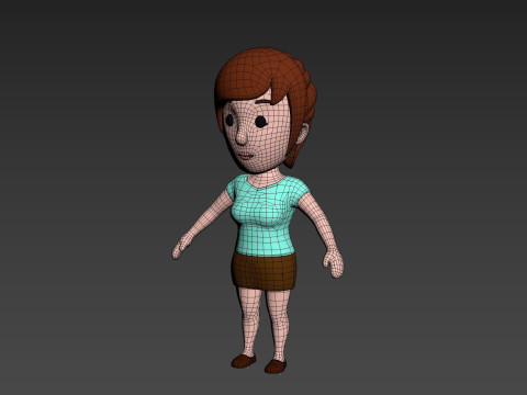Cartoon Female Character Rigged 022 Modelo 3D