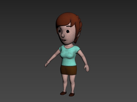 Cartoon Female Character Rigged 022 Modelo 3D