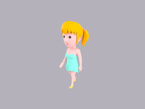 Cartoon Female Character Rigged 023 3D Model