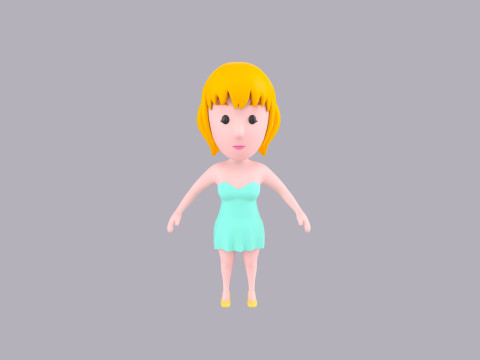 Cartoon Female Character Rigged 023 Modelo 3D