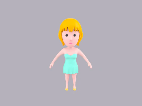 Cartoon Female Character Rigged 023 3D Model
