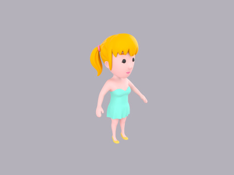 Cartoon Female Character Rigged 023 Modelo 3D