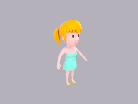 Cartoon Female Character Rigged 023 3D Model
