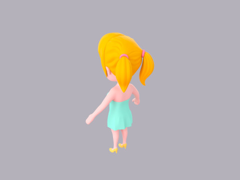 Cartoon Female Character Rigged 023 Modelo 3D