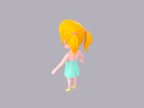 Cartoon Female Character Rigged 023 3D Model