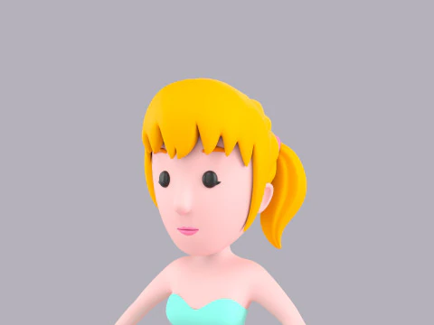Cartoon Female Character Rigged 023 3D Model